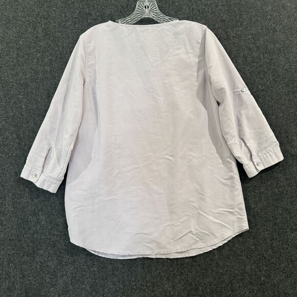 J Jill Blouse Women's Small Light Purple 3/4 Sleeve Ruffle Button Modal Top - Picture 6 of 8
